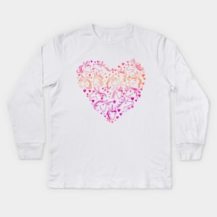 Neon Unicorns Heart Kids Long Sleeve T-Shirt